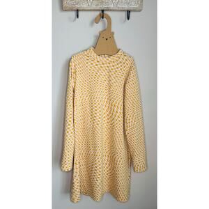 Zara Kids Mustard and Ivory Abstract Checkerboard Long Sleeve Dress sz 11-12